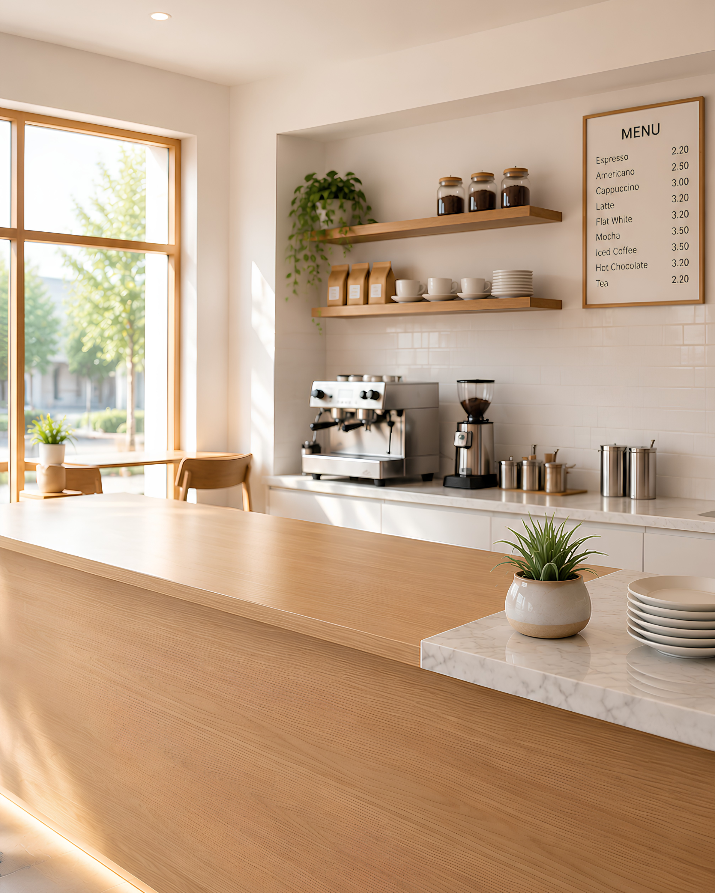 Clean minimal counter with no POS hardware